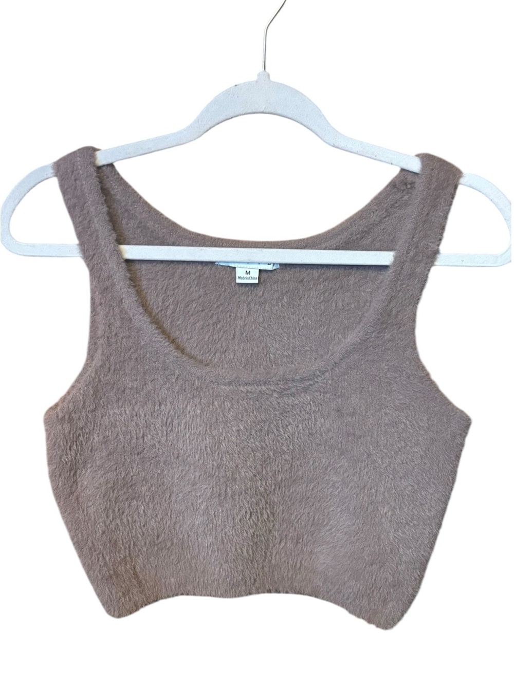HYFVE Fuzzy Cropped Tank Top Dusty Mauve Purple Size Medium